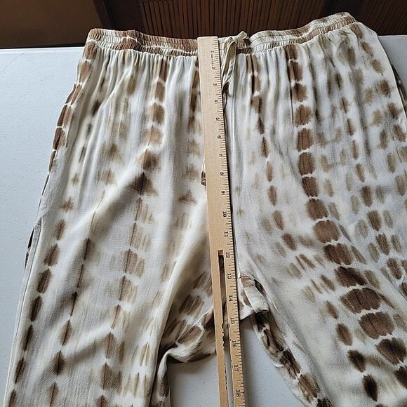 Wild Poppy Knotted Split Thigh Tie Ankle Hem Pants Tie Dye Beach Cover-Up Resort - Picture 8 of 11